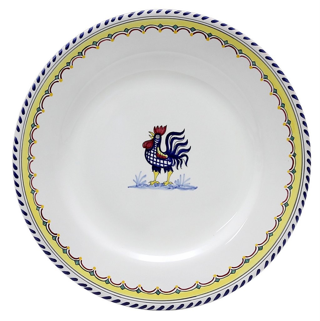 GIFT BOX: With Deruta Dinner Plate - BLUE ROOSTER design (4 Pcs)