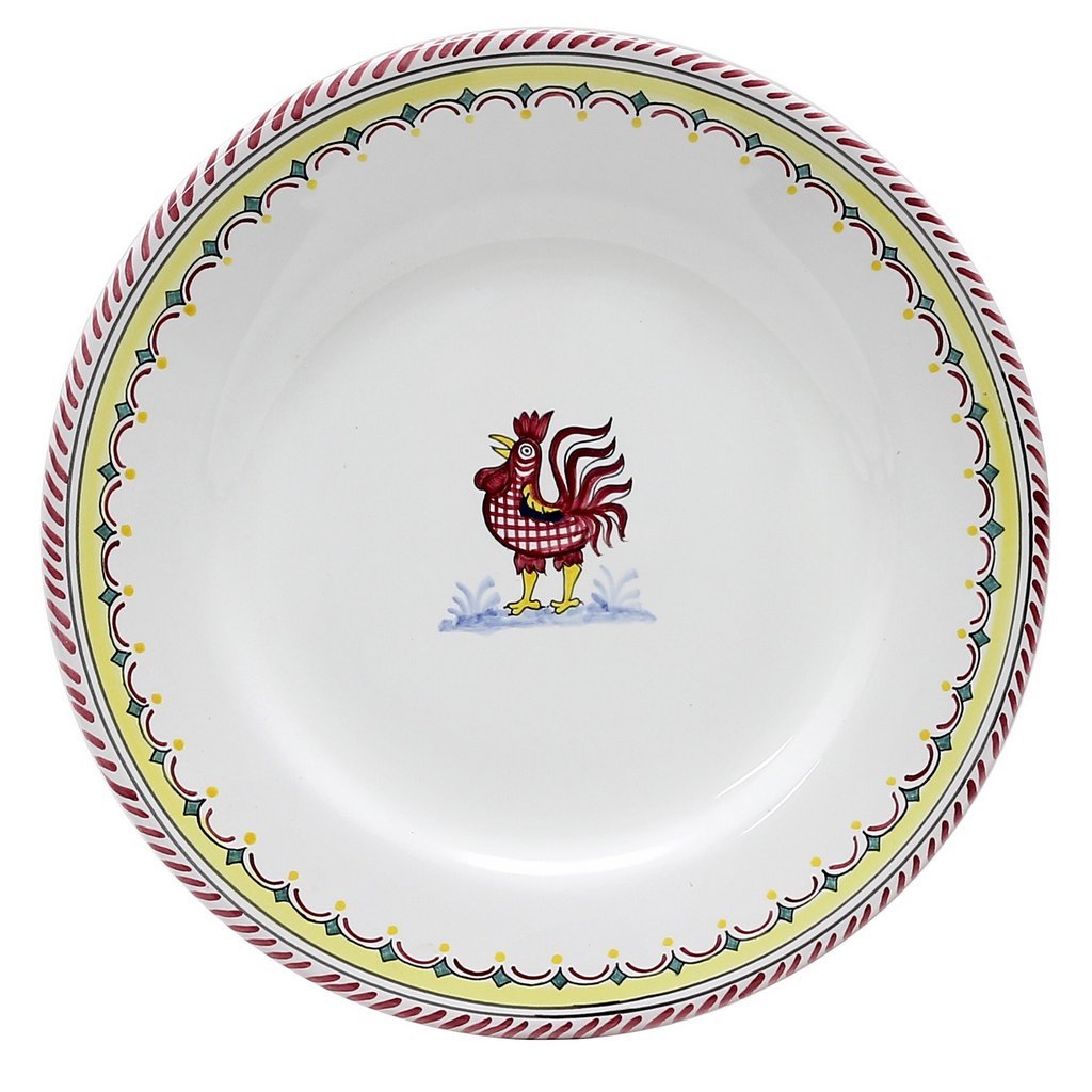 GIFT BOX: With Deruta Dinner Plate - red ROOSTER design (4 Pcs)