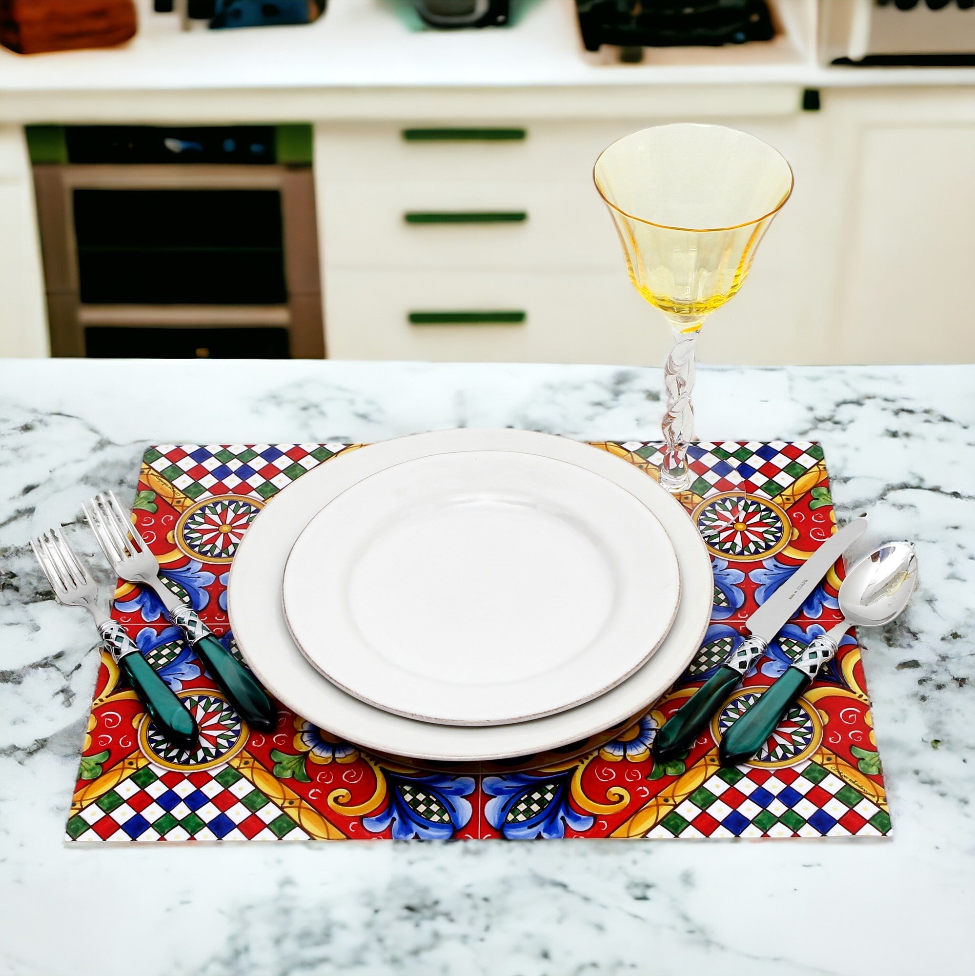 ITALIAN DREAM: Large Placemat - Stain Proof and Water Repellent PVC - Design ACIREALE/B
