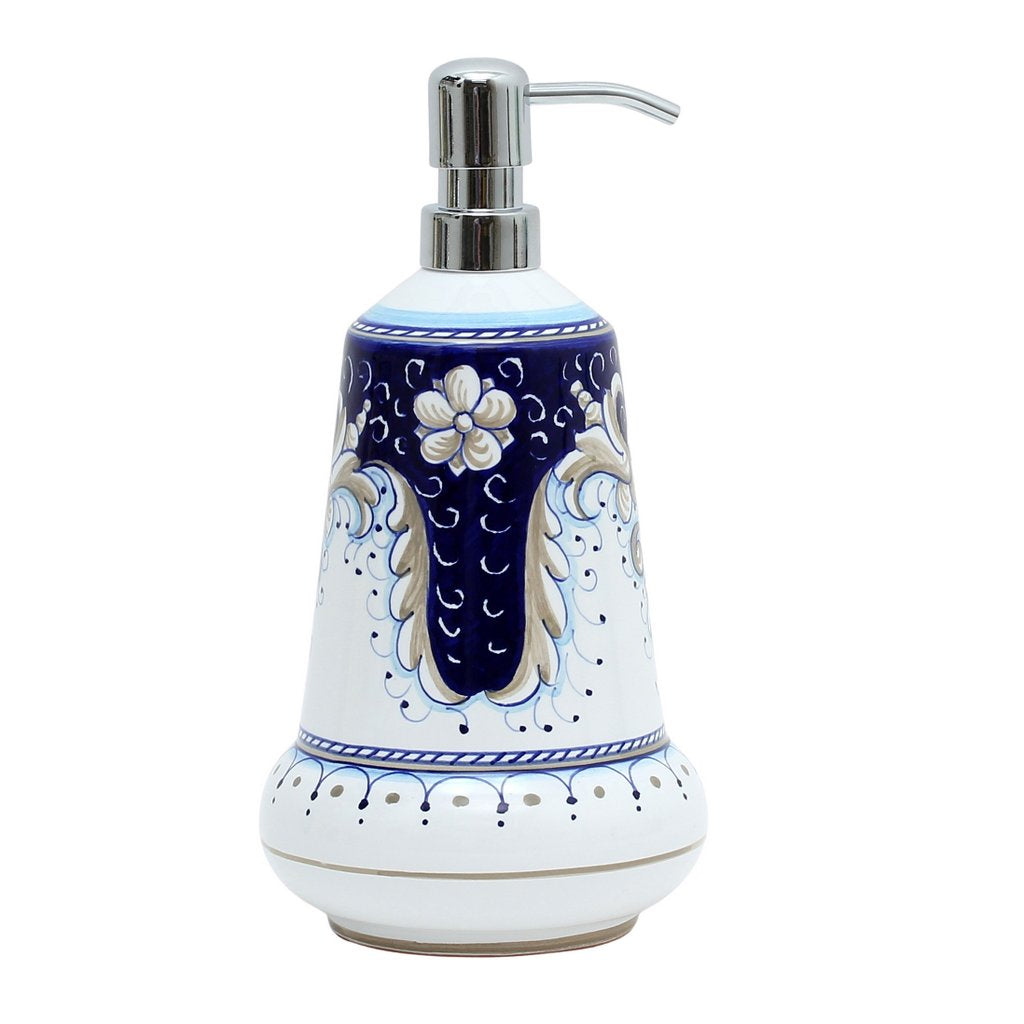 GIFT BOX: With authentic Deruta hand painted ceramic - Liquid Soap/Lotion Dispenser Ricco Blue Design