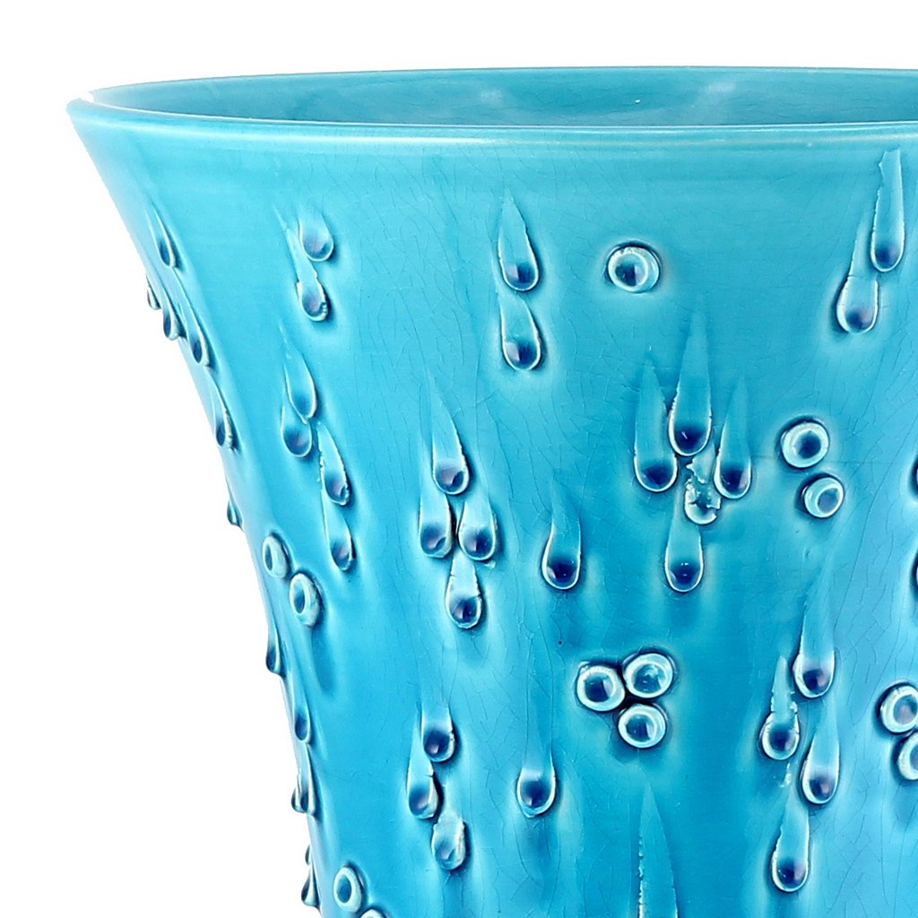 GOCCIE: Mediterranean Blue Large Flared Vase - Water-Drop Motif mimicking the rhythmic ripples of the ocean.