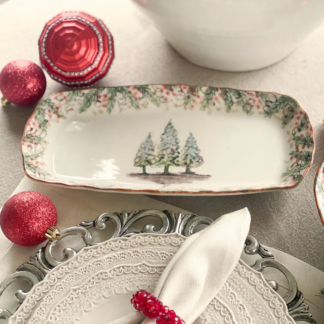 GIFT BOX: With ARTE ITALICA Natale Rectangular Tray