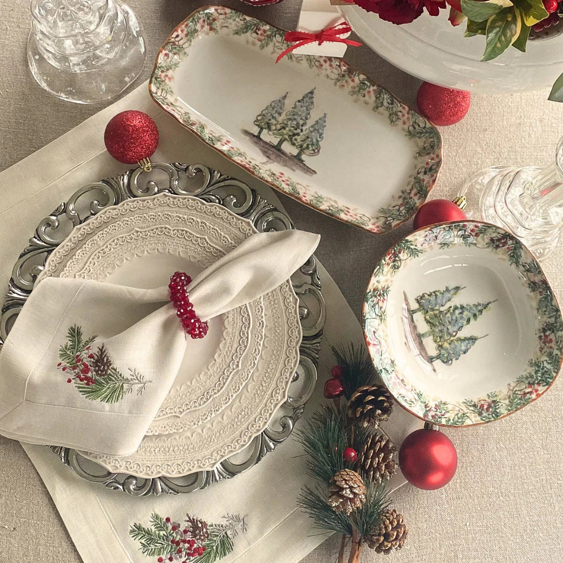 GIFT BOX: With ARTE ITALICA Natale Rectangular Tray