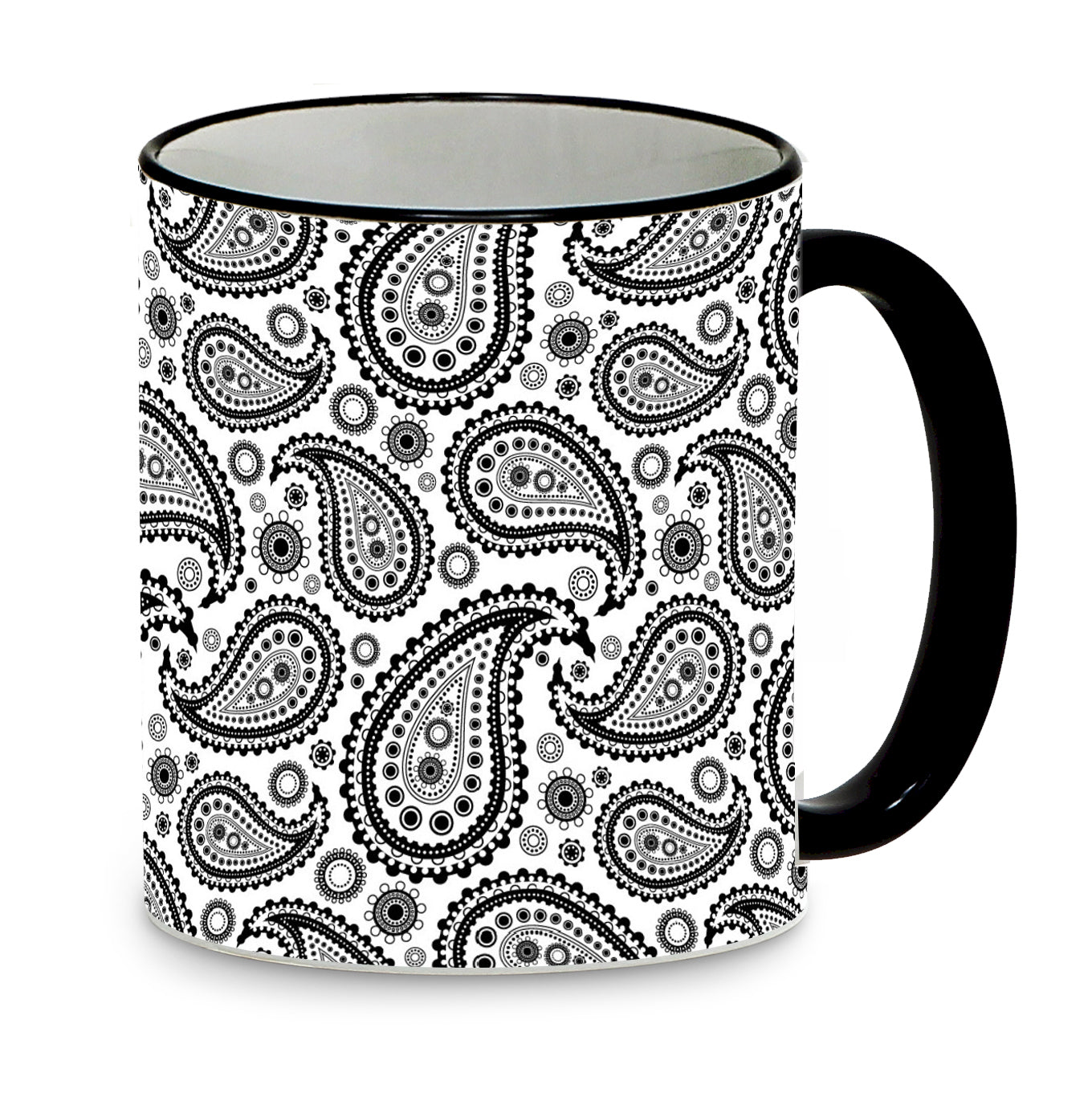 SUBLIMART: B&W Beauty - Mug featuring a paisley design in black and white