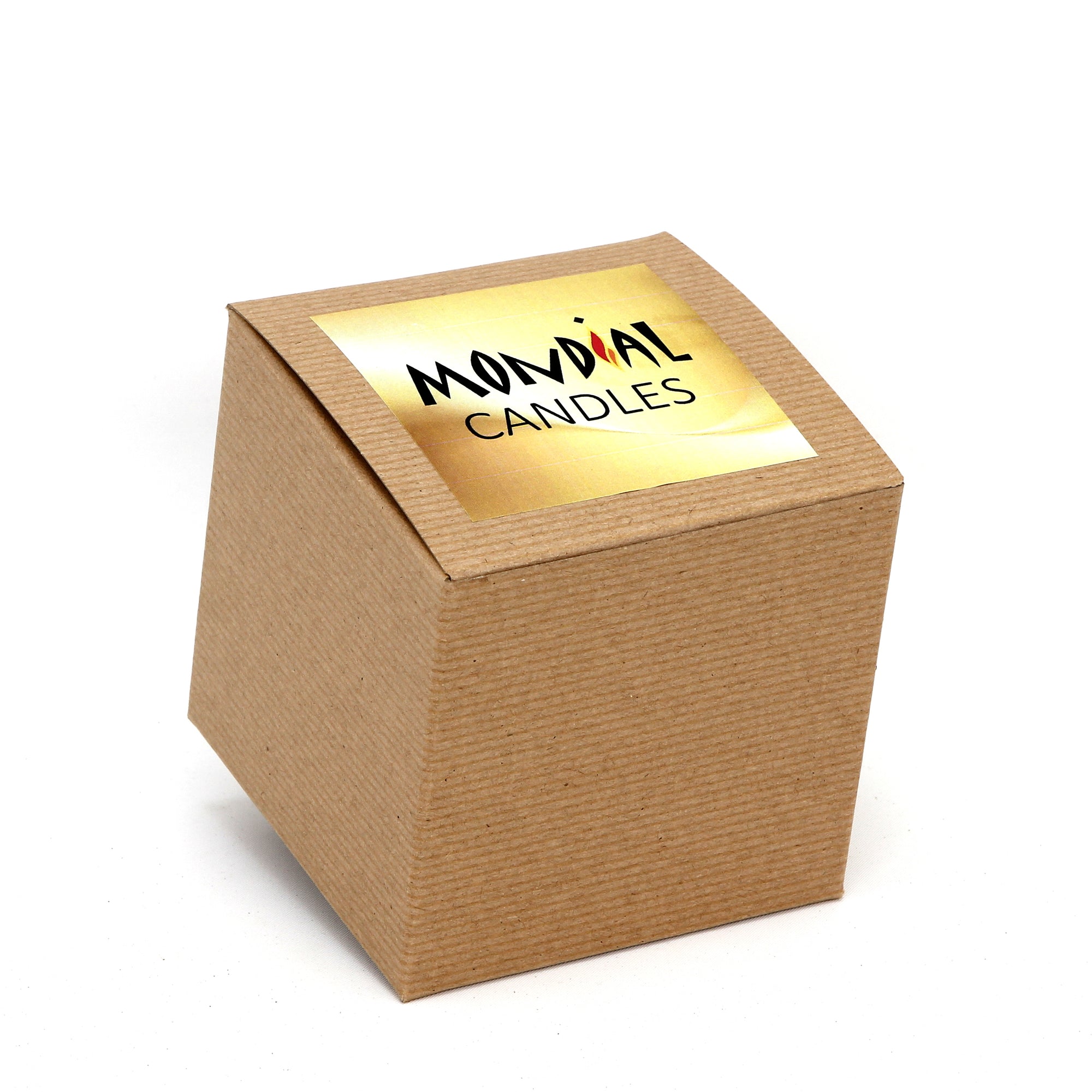 MONDIAL CANDLES: BIANCA Collection - Ceramic Square Container Candle with Gold Crucifix with Rhinestones