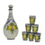 LIMONCELLO: Limoncello Set with Blue trimmings - Bottle with stopper and 6 Shot Glasses (Limocello liquor not included)