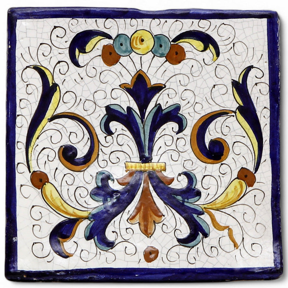 ANTICA DERUTA: Hand Painted Ceramic Authentic Deruta Tile Vecchia Deruta