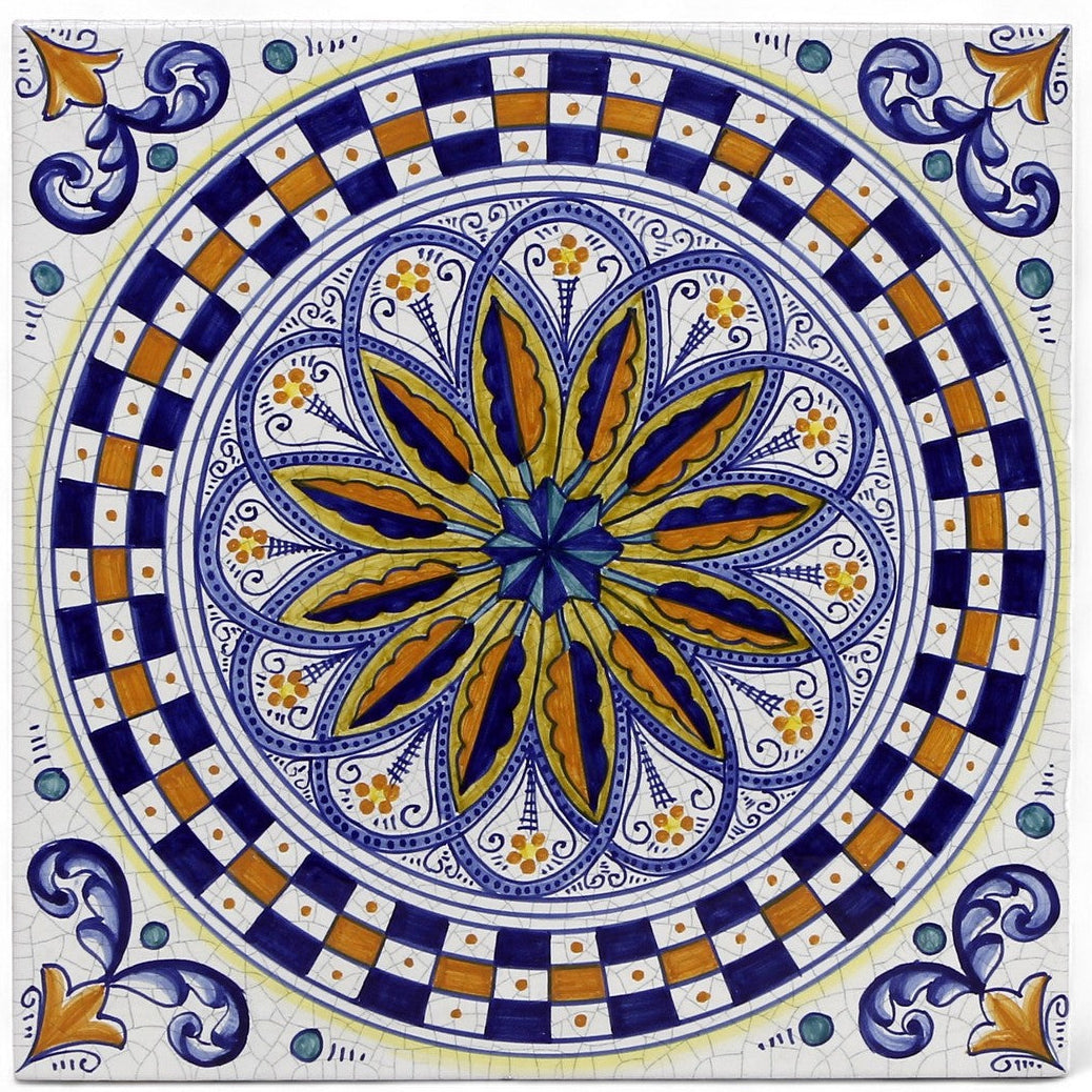 ANTICA DERUTA: Large Hand Painted Ceramic Authentic Deruta Tile