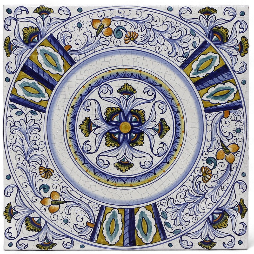 ANTICA DERUTA: Large Hand Painted Ceramic Authentic Deruta Tile