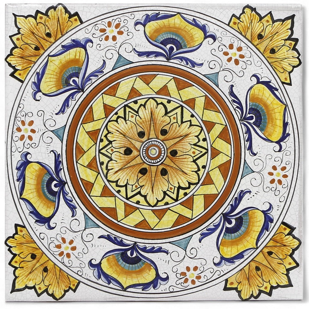 ANTICA DERUTA: Large Hand Painted Ceramic Authentic Deruta Tile