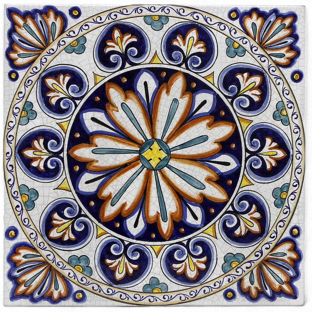 ANTICA DERUTA: Large Hand Painted Ceramic Authentic Deruta Tile