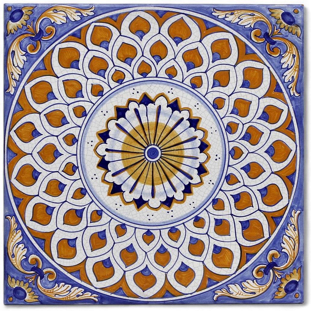 ANTICA DERUTA: Large Hand Painted Ceramic Authentic Deruta Tile