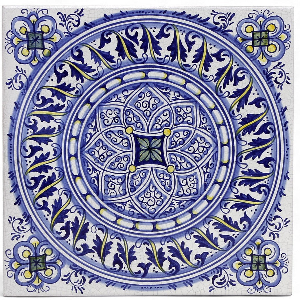 ANTICA DERUTA: Large Hand Painted Ceramic Authentic Deruta Tile