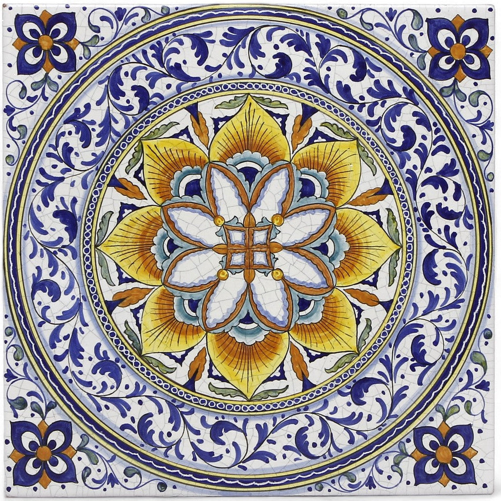 ANTICA DERUTA: Large Hand Painted Ceramic Authentic Deruta Tile