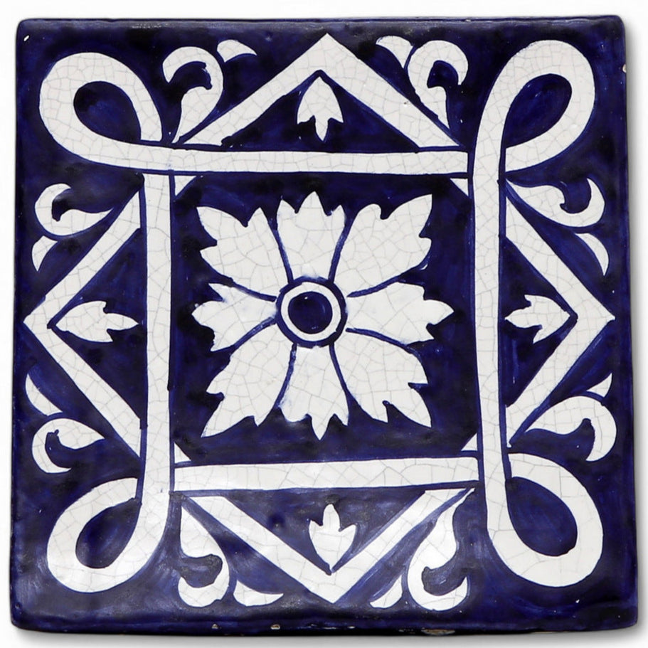 ANTICA DERUTA: Deluxe Hand Painted Ceramic Authentic Deruta Tile Blue