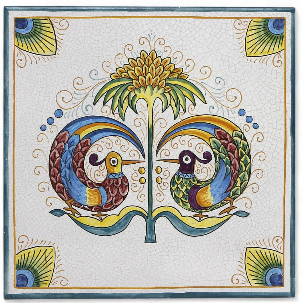 ANTICA DERUTA: Large Hand Painted Ceramic Authentic Deruta Tile