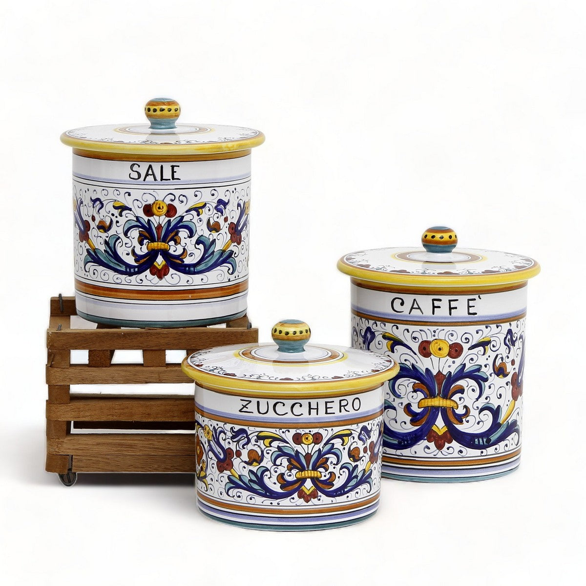 RICCO DERUTA DELUXE: Canister Set with Ceramic Lid - Bundle ZUCCHERO+CAFFE&#39;+SALE