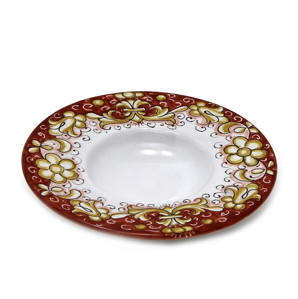 DERUTA COLORI: Olive Oil Fancy Dipping Bowl with large rim - CORAL RED - Artistica.com