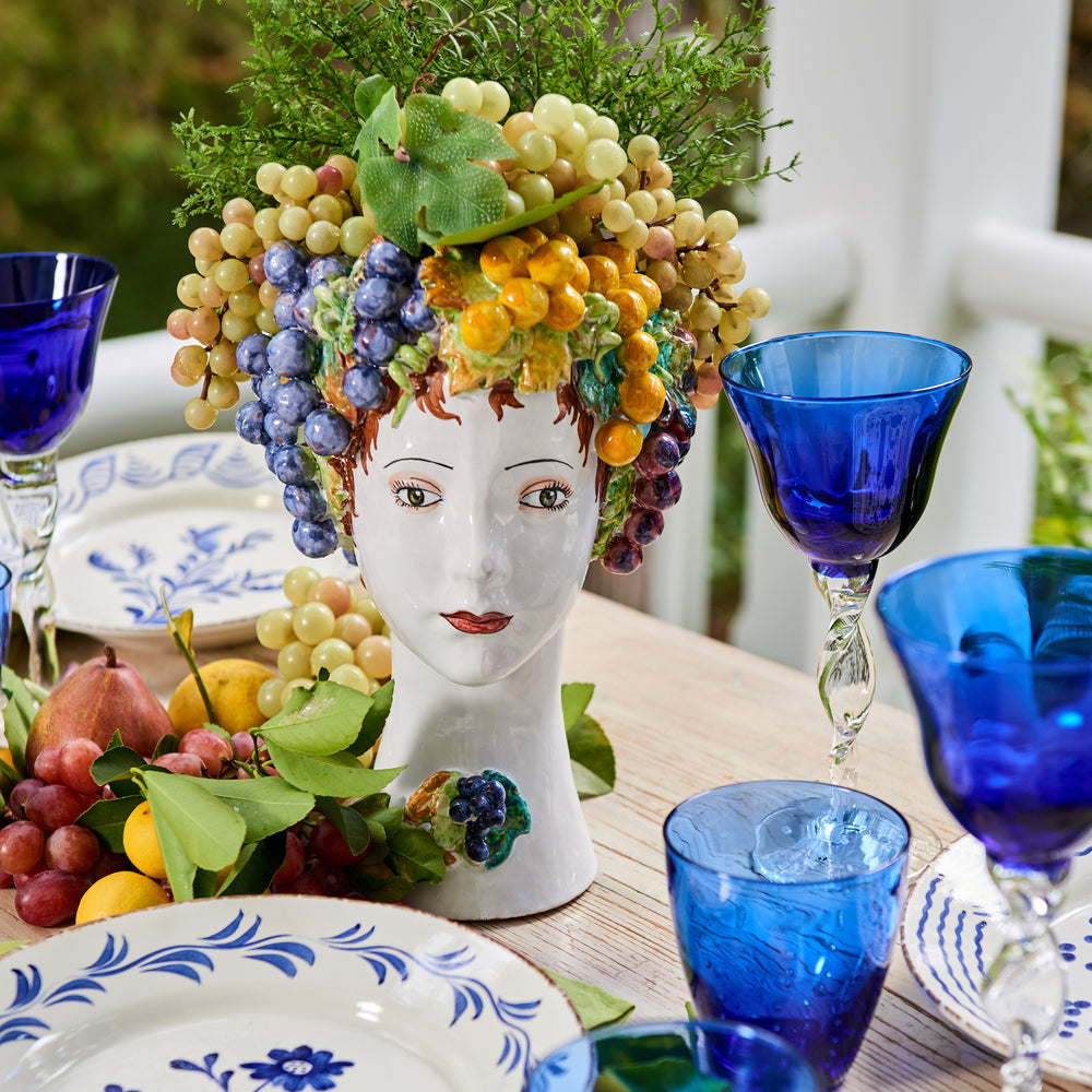 DONATELLO HEADS: Ceramic Head Vase - Grape Decor - Artistica.com