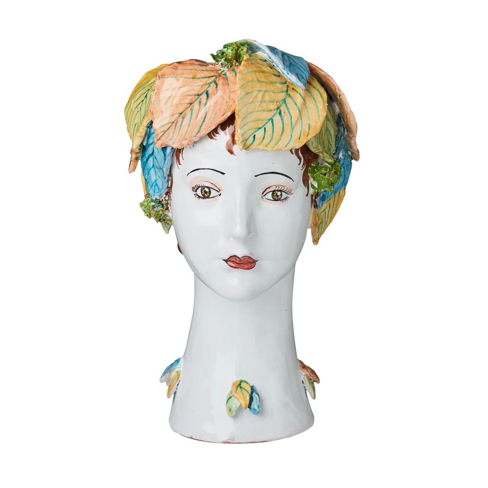 DONATELLO HEADS: Ceramic Head Vase - Leaves Decor - Artistica.com