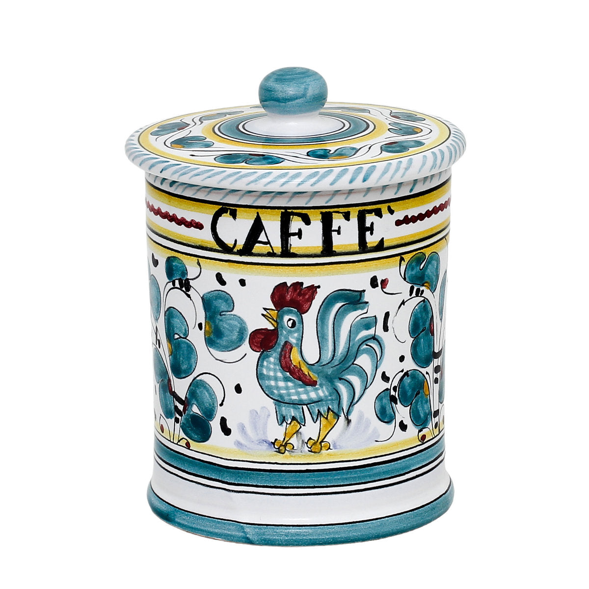 ORVIETO GREEN ROOSTER: Caffe&#39; (Coffee) Container Canister - Artistica.com