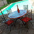 CERAMIC STONE TABLE + IRON BASE: LOS ANGELES Design - Hand Painted in Deruta, Italy. - Artistica.com