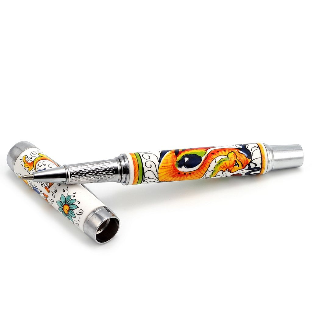 ART PEN: Artistica ROLLER BALL pen Ceramic Porcelain Raffaellesco Deruta design - Artistica.com