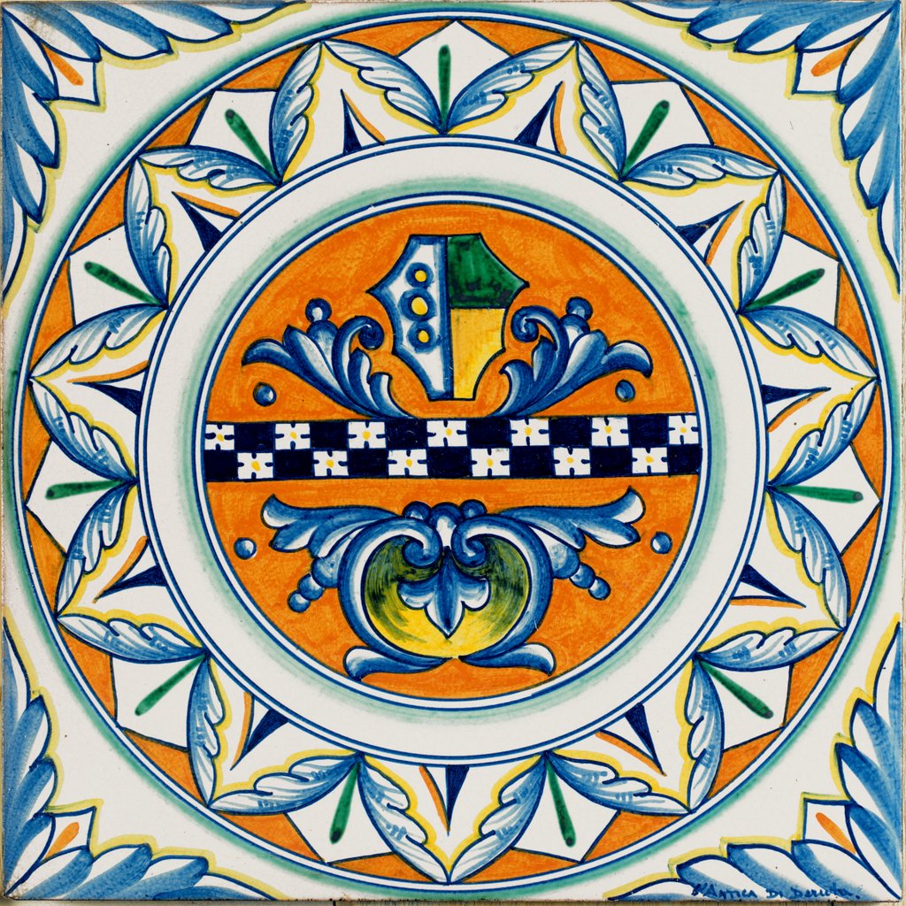 ANTICA DERUTA: Large Hand Painted Ceramic Authentic Deruta Tile - Artistica.com