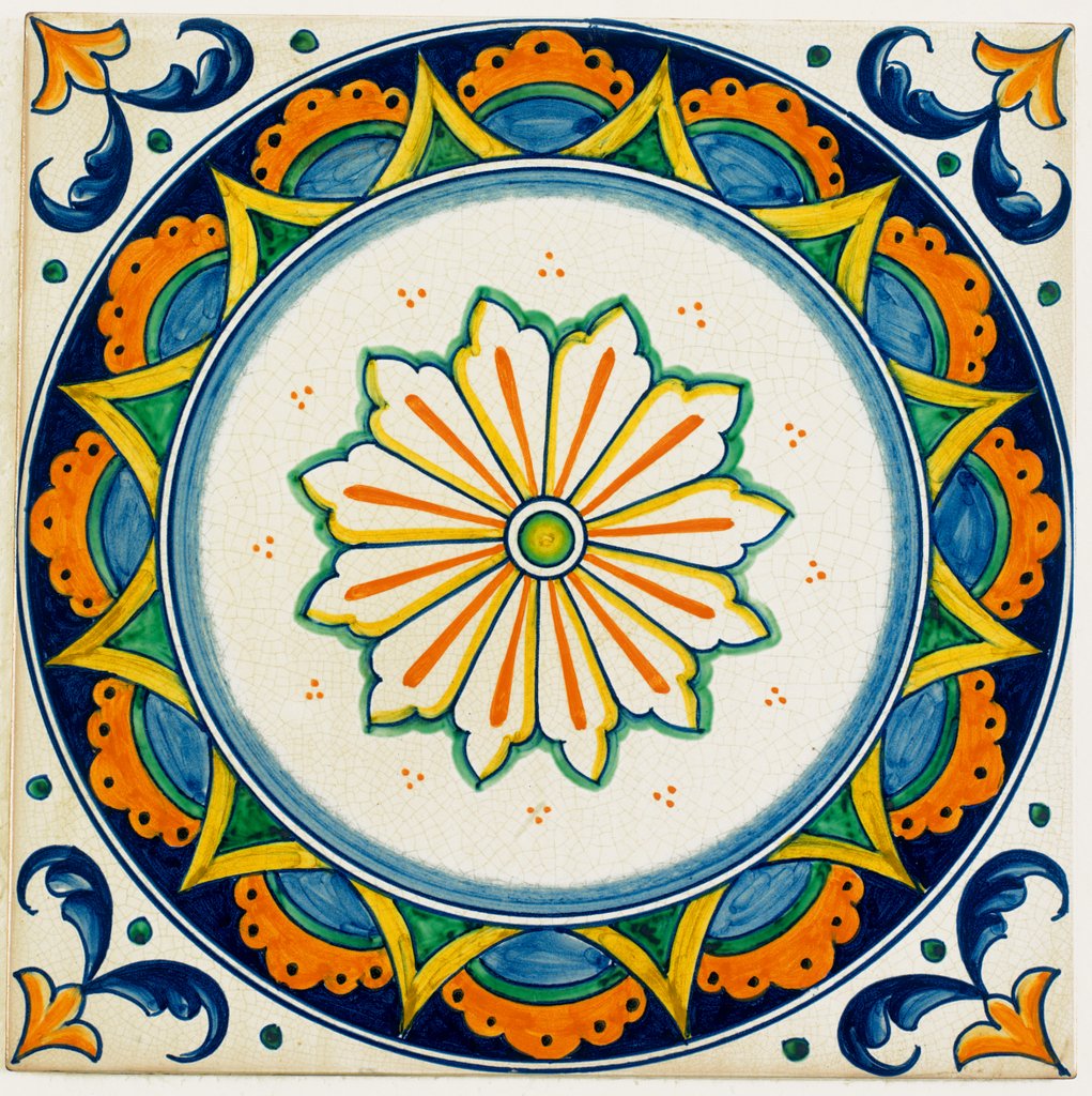 ANTICA DERUTA: Large Hand Painted Ceramic Authentic Deruta Tile - Artistica.com