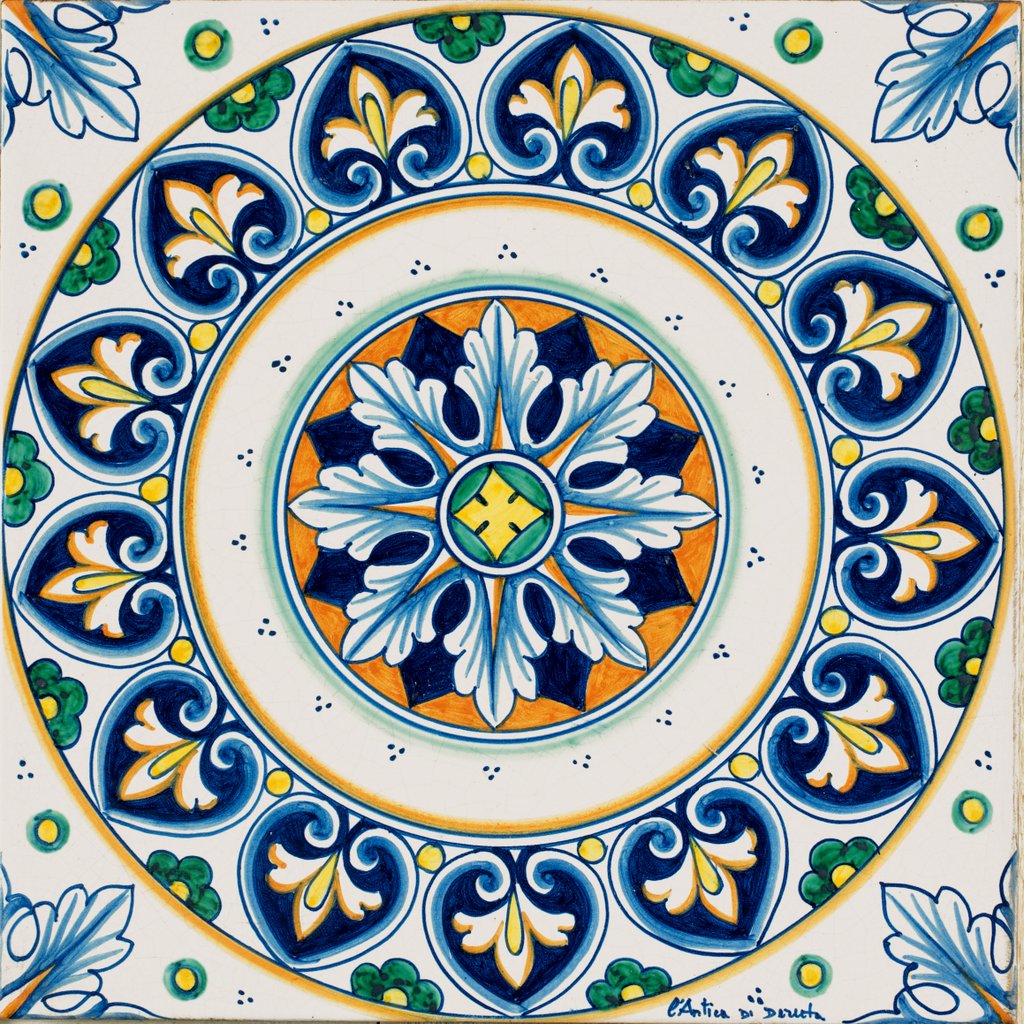 ANTICA DERUTA: Large Hand Painted Ceramic Authentic Deruta Tile - Artistica.com