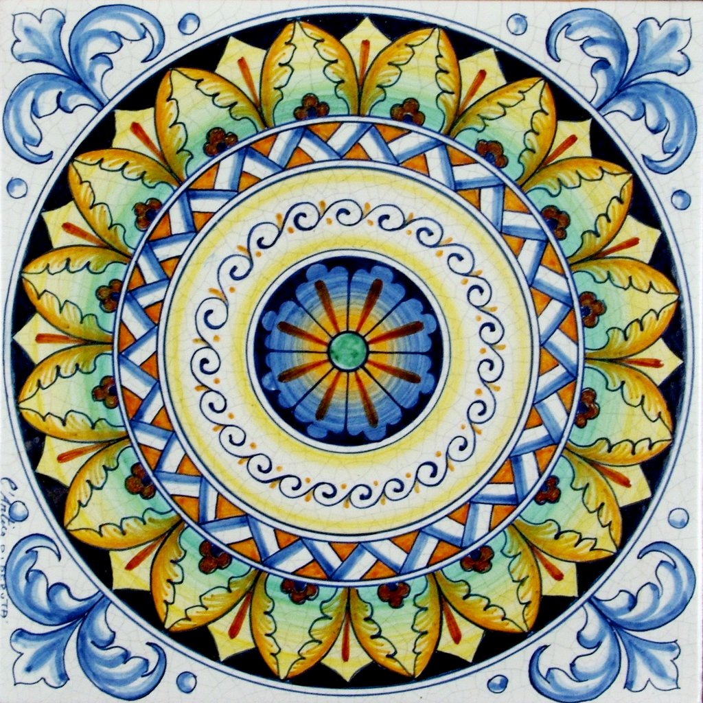 ANTICA DERUTA: Large Hand Painted Ceramic Authentic Deruta Tile - Artistica.com