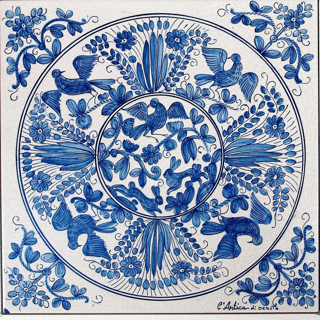 ANTICA DERUTA: Large Hand Painted Ceramic Authentic Deruta Tile - Artistica.com