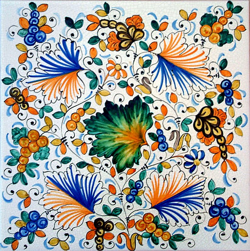ANTICA DERUTA: Large Hand Painted Ceramic Authentic Deruta Tile - Artistica.com