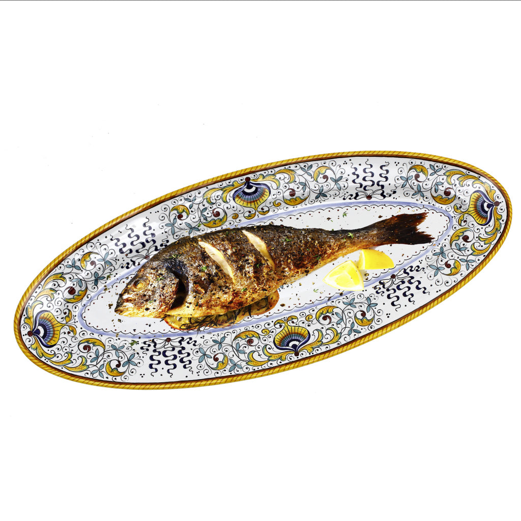 PAVOVE DELUXE: Fish/Hors d'Oeuvres Oval Narrow Platter - Artistica.com