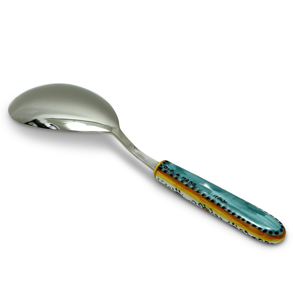 RICCO DERUTA DELUXE: Ceramic Handle Serving 'Risotto' Spoon Ladle with 18/10 stainless steel cutlery. - Artistica.com