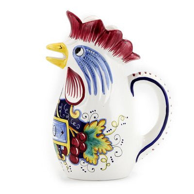 IN VINO VERITAS: Traditional Italian Rooster of Fortune Wine Pitcher (Large=1.5 Liter 50 Oz) - Artistica.com