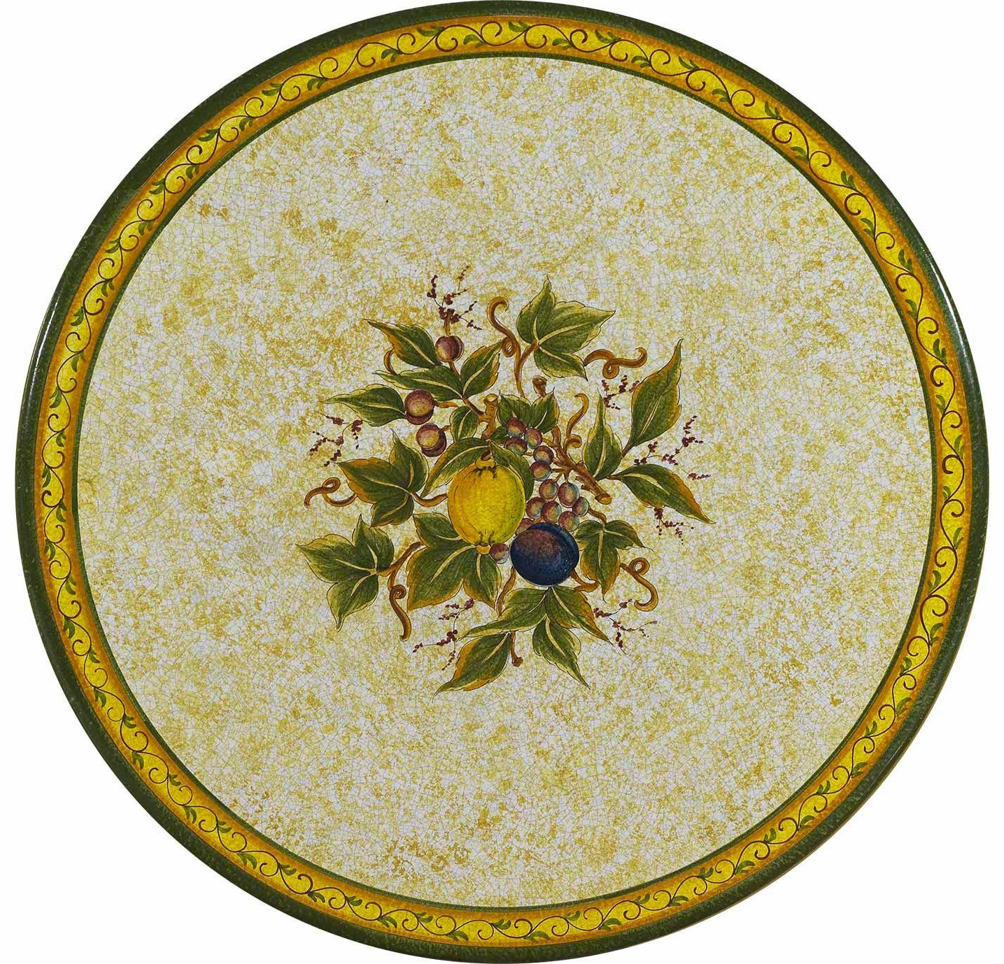 CERAMIC STONE TABLE + IRON BASE: SPOLETO Design - Hand Painted in Deruta, Italy. - Artistica.com