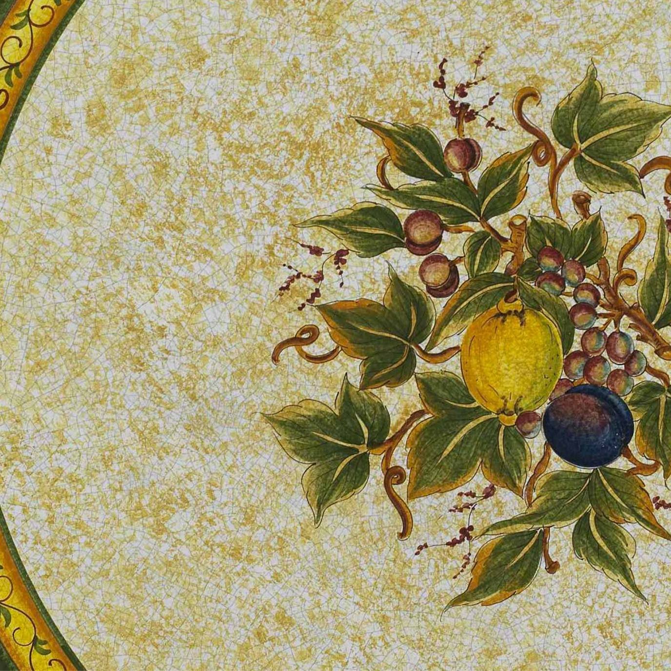 CERAMIC STONE TABLE + IRON BASE: SPOLETO Design - Hand Painted in Deruta, Italy. - Artistica.com