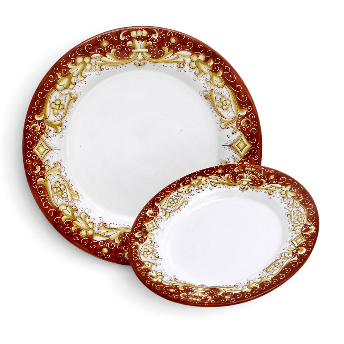 DERUTA COLORI: 2 Pieces Place Setting Bundle - CORAL RED+GOLD