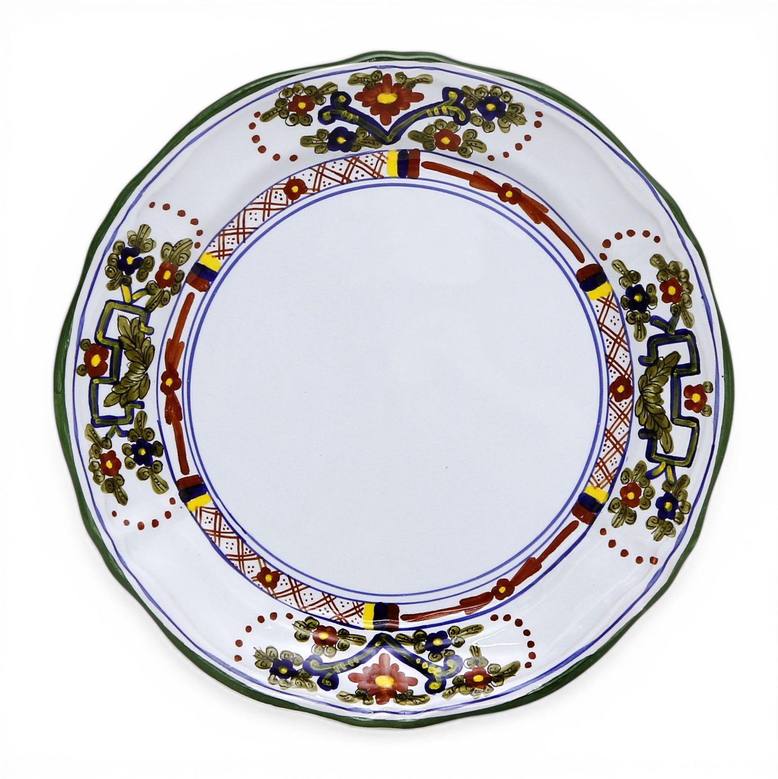 FAENZA-CARNATION: Scalloped dinner plate WHITE CENTER (11 D)