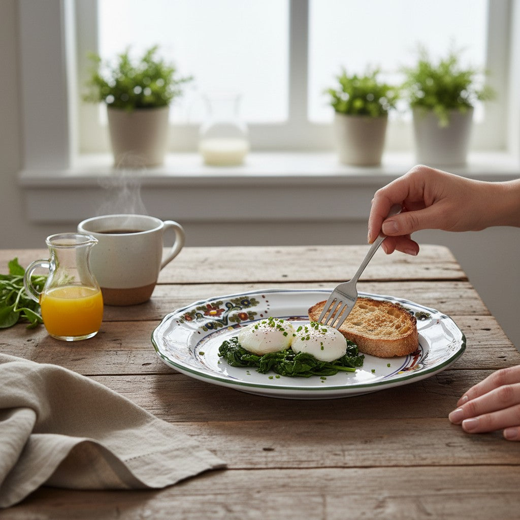 FAENZA-CARNATION: Scalloped dinner plate WHITE CENTER (11 D)