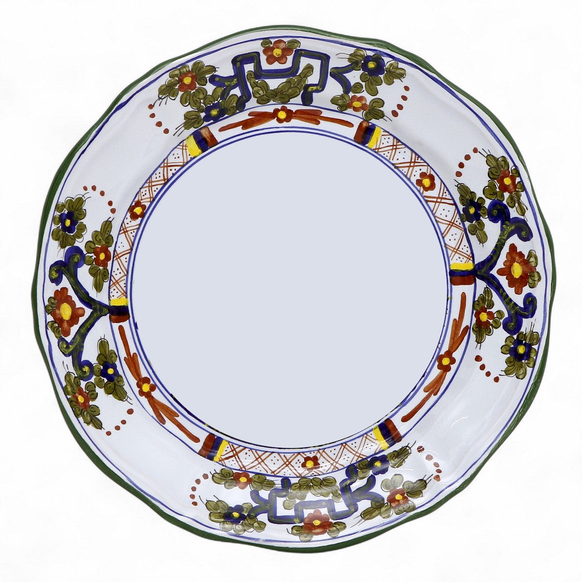 FAENZA-CARNATION: Pasta/Soup Scalloped Rimmed Bowl Plate WHITE CENTER