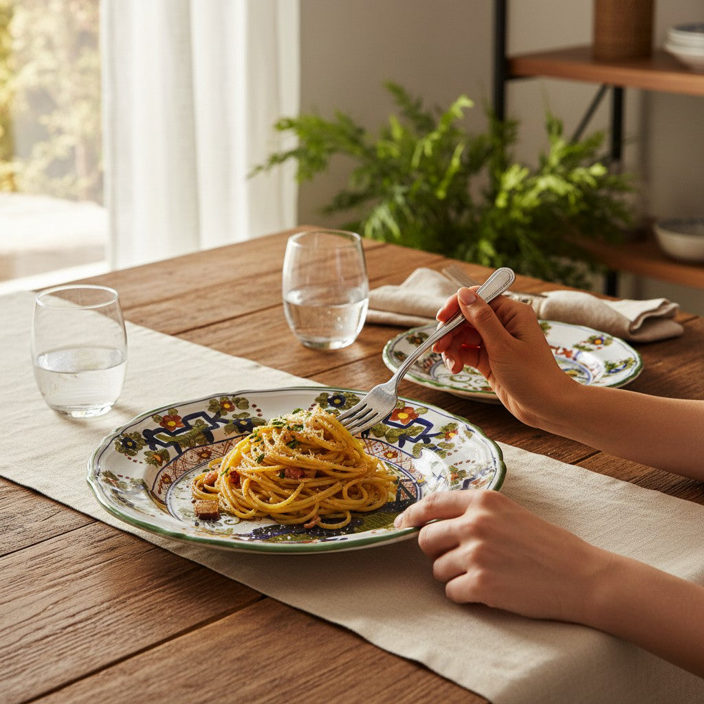 FAENZA-CARNATION: Pasta/Soup Scalloped Rimmed Bowl Plate