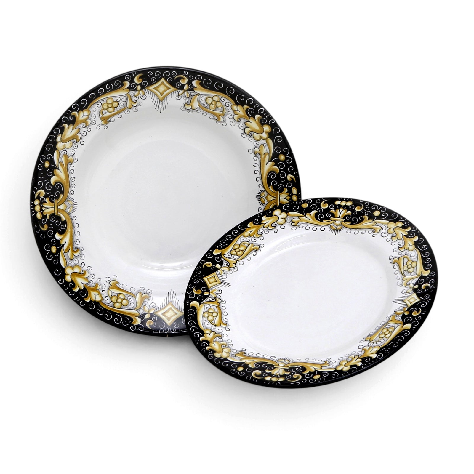 DERUTA COLORI: 2 Pieces Place Setting Bundle - BLACK+GOLD