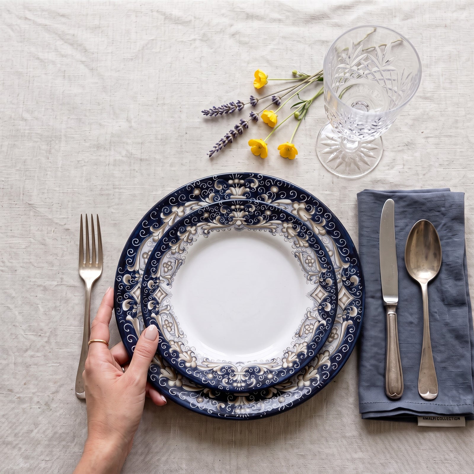 DERUTA COLORI: 2 Pieces Place Setting Bundle - BLUE ANTICO
