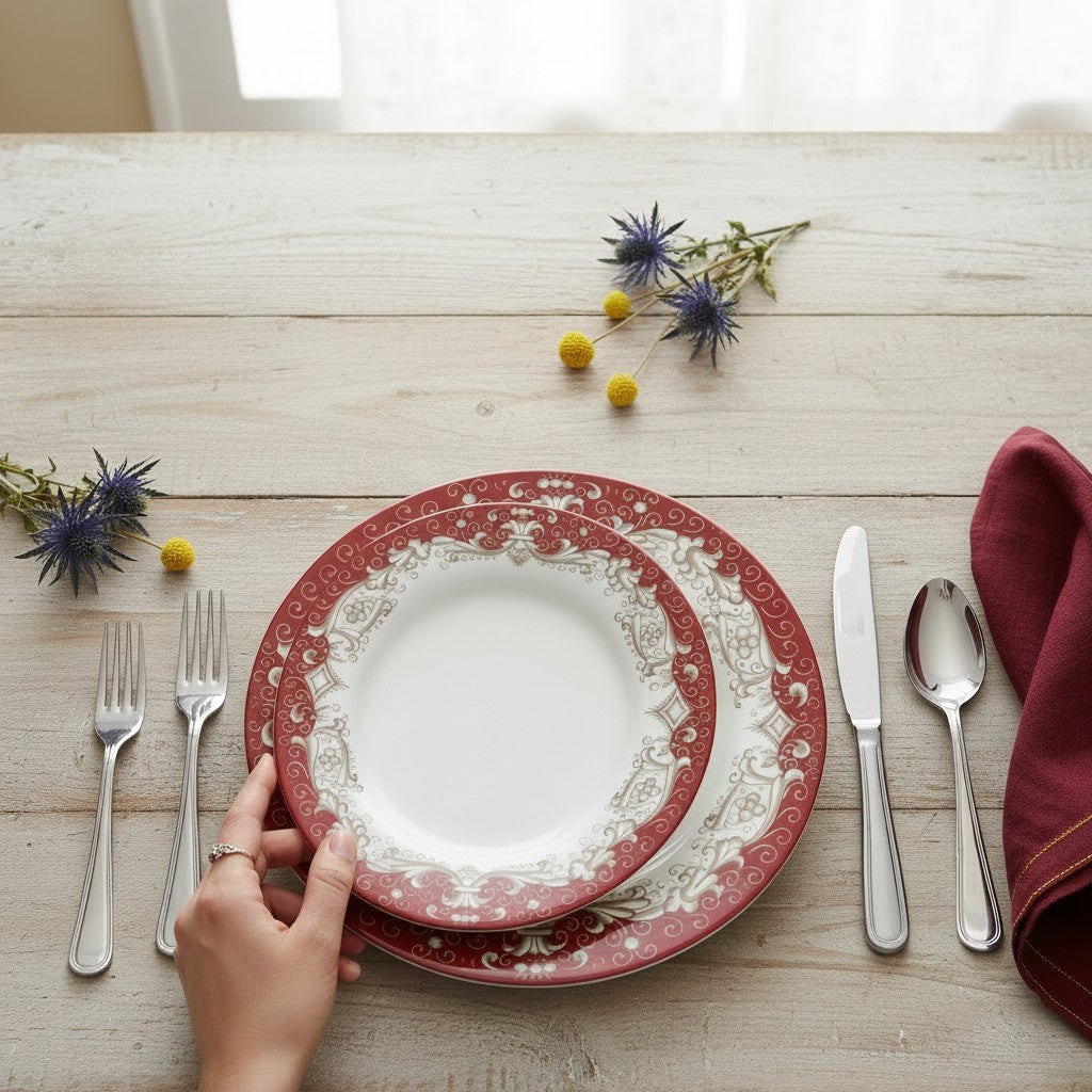 DERUTA COLORI: 2 Pieces Place Setting Bundle - RED