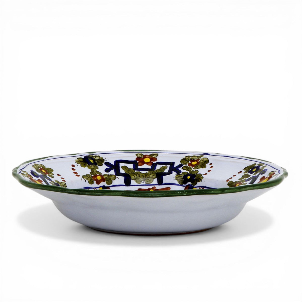 FAENZA-CARNATION: Pasta/Soup Scalloped Rimmed Bowl Plate WHITE CENTER