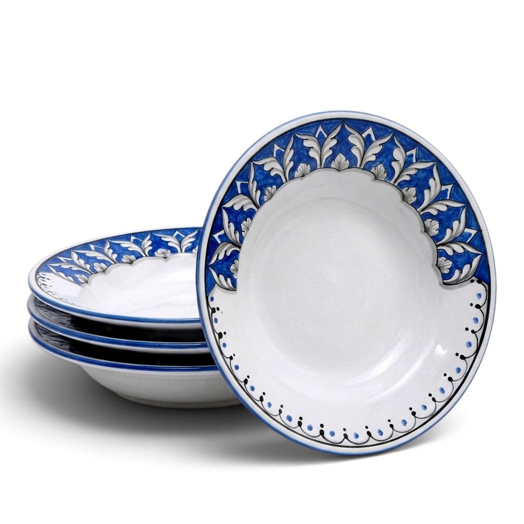 DERUTA PEACOCK: 4-Pcs Pasta/Soup Rimmed Bowls Bundle - Design VARIO CELESTE