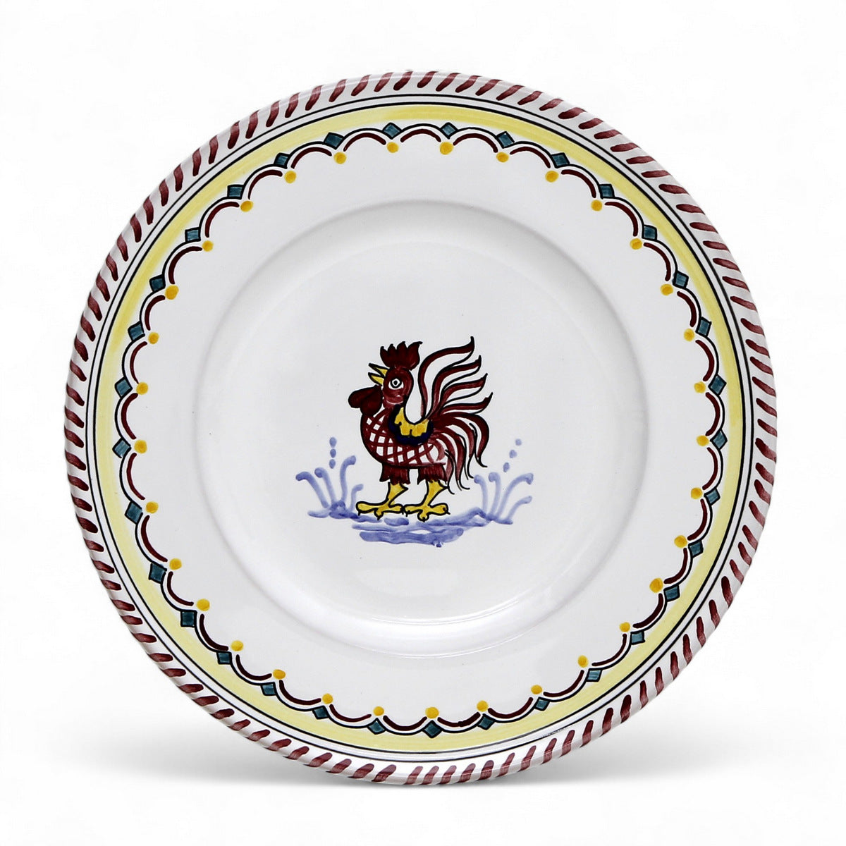 ORVIETO RED ROOSTER SIMPLE: Pasta/Soup Rimmed Bowl Plate