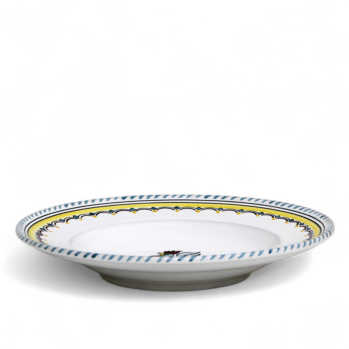 ORVIETO GREEN ROOSTER SIMPLE: Pasta/Soup Rimmed Bowl Plate